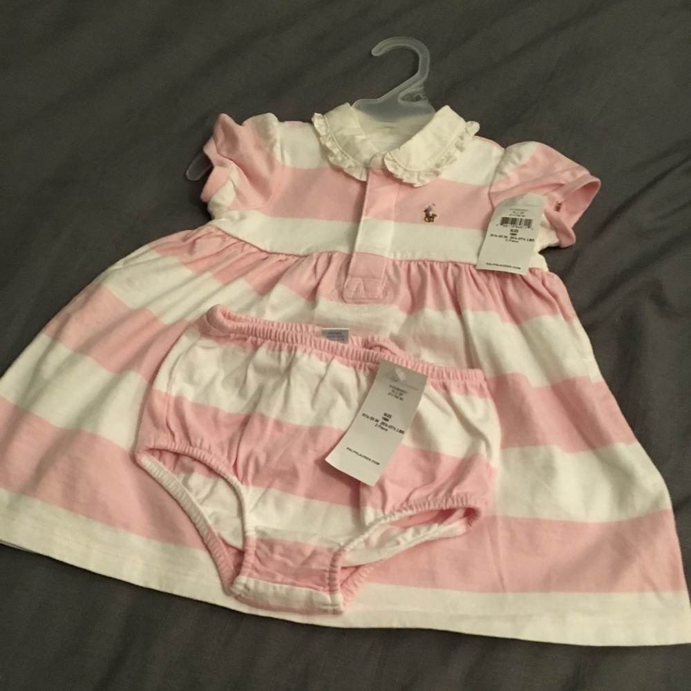 Ralph Lauren Pink and White Dress with Bloomer